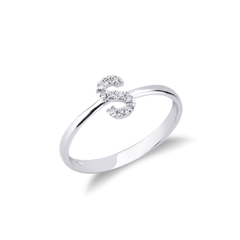 Ring mit Buchstabe S Weißgold und Diamanten