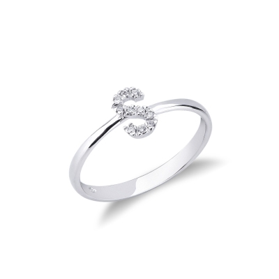 Ring mit Buchstabe S Weißgold und Diamanten