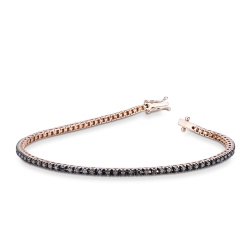 750er Roségold Tennisarmband mit schwarzen Diamanten