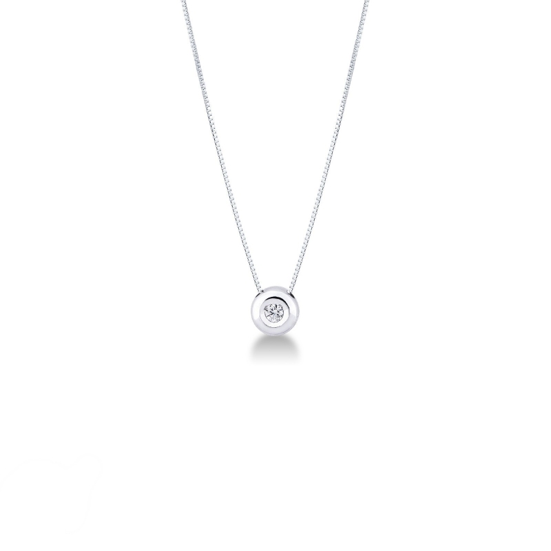 Solitär-Anhänger Halskette aus Weißgold 750