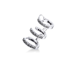 Weißgold 18k spiralförmiger einzelner Ohrring mit schwarzen Diamanten, linkes Ohr