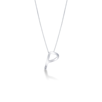 Kette mit Initialen P aus Weißgold 750 und Diamanten