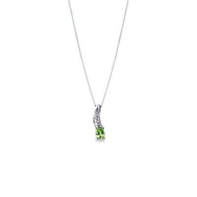 Peridot Kette Weißgold mit Diamanten 