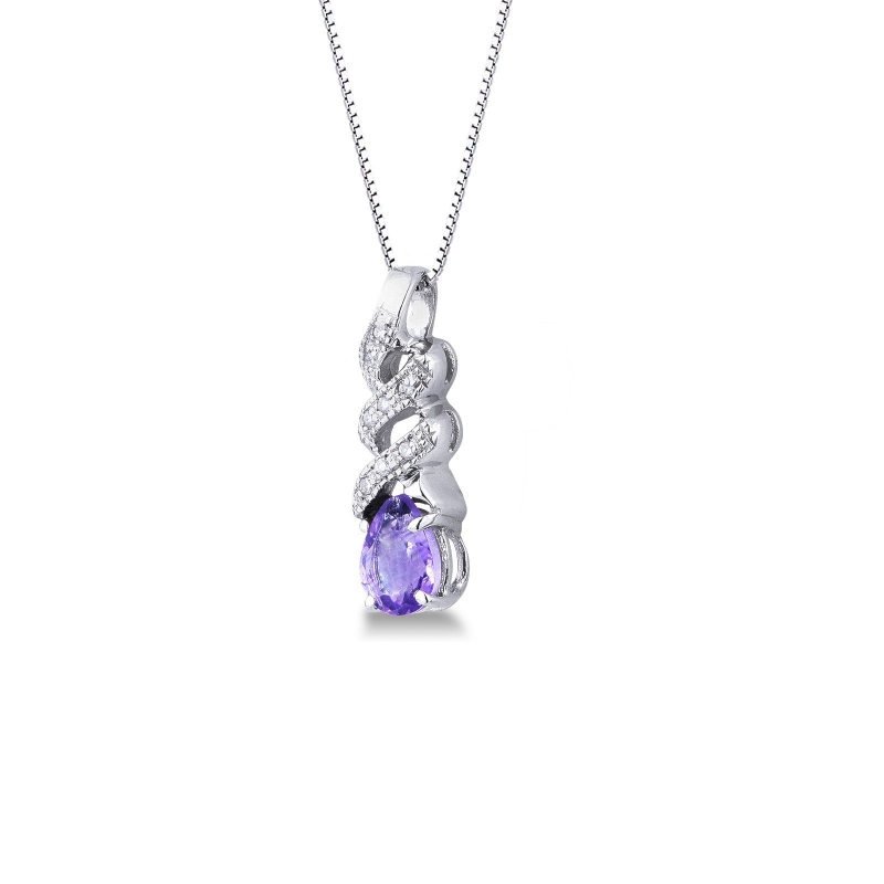 Amethyst Kette Damen Weißgold 750 