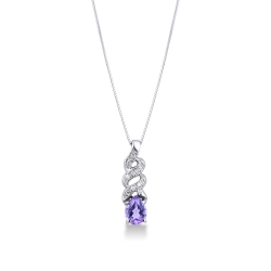 Amethyst Kette Damen Weißgold 750 