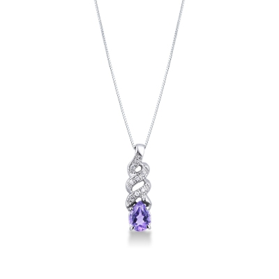 Amethyst Kette Damen Weißgold 750 