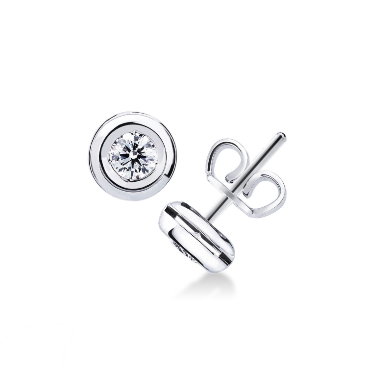 Weißgold-Ohrstecker mit Diamanten in Bezel-Fassung