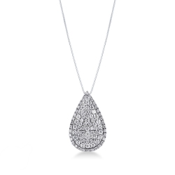 750er Weißgold Damen Kette mit Diamant-Anhänger 