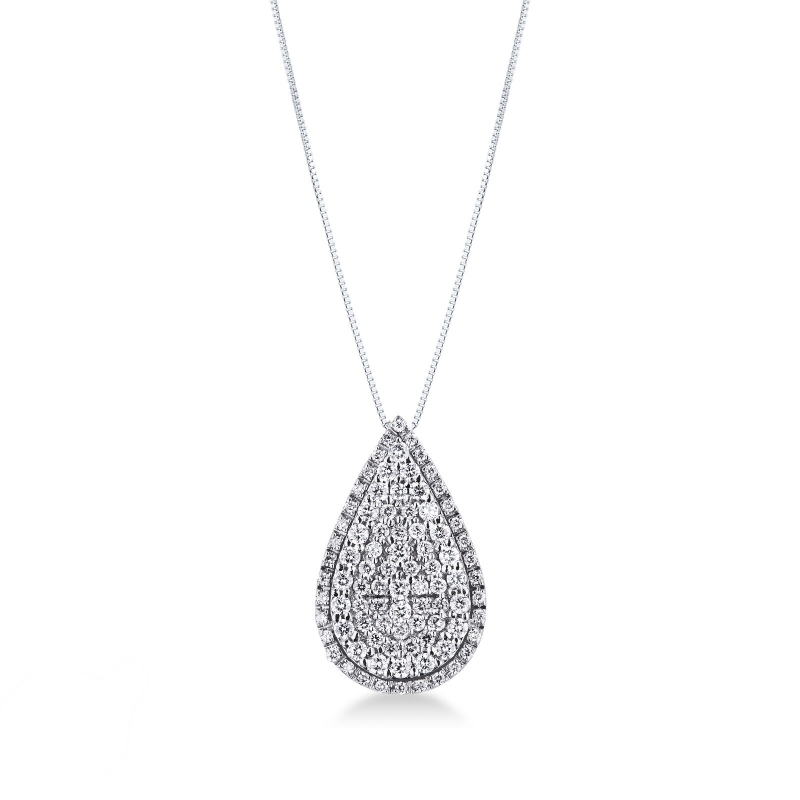 750er Weißgold Damen Kette mit Diamant-Anhänger 
