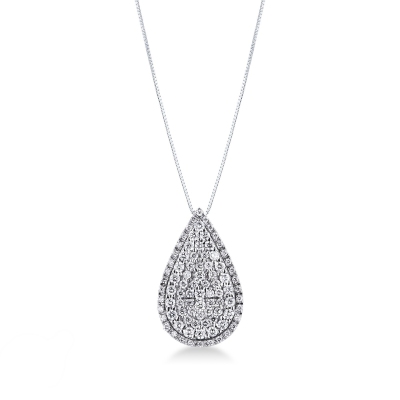 750er Weißgold Damen Kette mit Diamant-Anhänger 