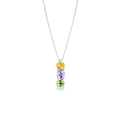 Kette aus Weißgold mit Citrin, Amethyst & Peridot Anhänger