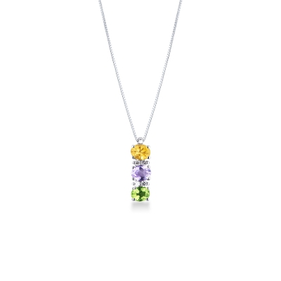 Kette aus Weißgold mit Citrin, Amethyst & Peridot Anhänger