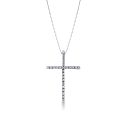 Kette mit Kreuz aus Diamanten Weissgold
