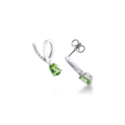 Moderne Ohrringe aus Weißgold mit Peridots und Diamanten