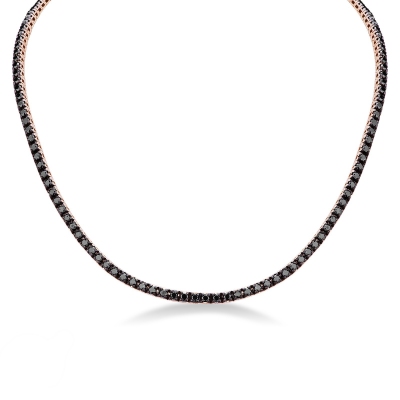 Tennis Collier aus Roségold 18K mit schwarzen Diamanten