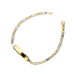 Weißgold Gelbgold Armband mit Gravurplatte