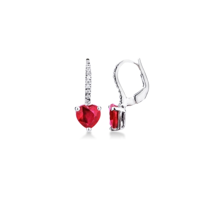 Ohrhänger aus Weißgold 750 mit Rubinen und Brillanten