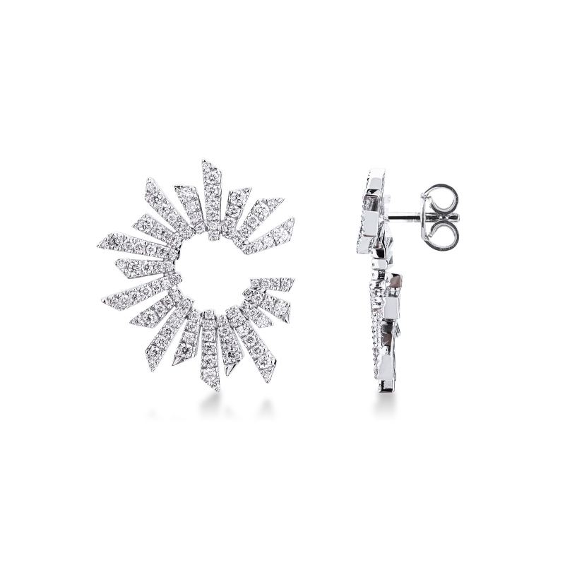 750er Weißgold Designer Creolen aus Diamanten 