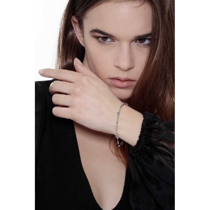 Weißgold Armband Damen mit Aquamarin und Diamanten 