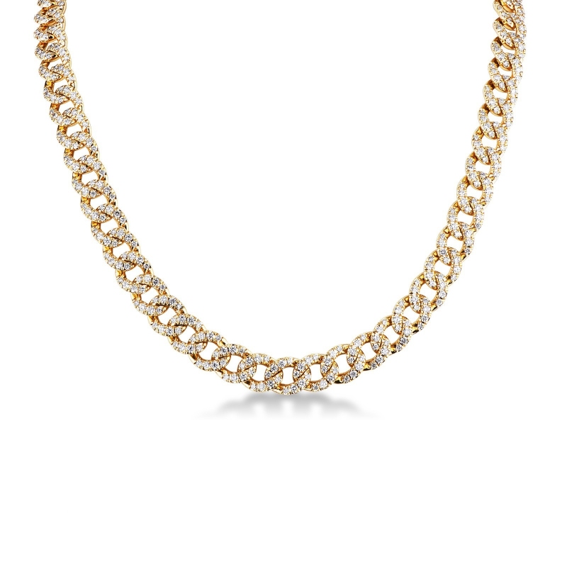 Gelbgold 18K Iced Out Kette mit Diamanten 