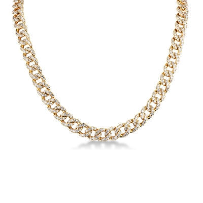 Gelbgold 18K Iced Out Kette mit Diamanten 