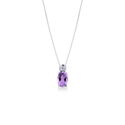 Solitär-Kette aus 18k Weißgold mit Amethyst Anhänger