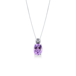 Weißgold Damen Kette mit Amethyst Anhänger