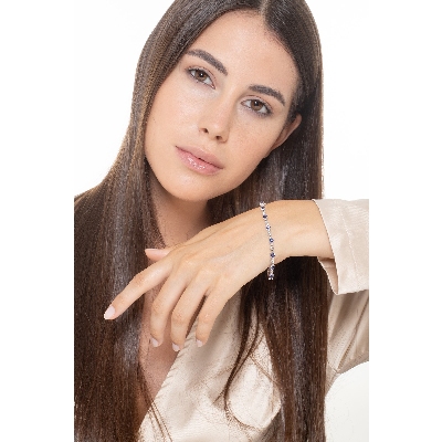 Saphir Armband Weißgold Damen mit Diamanten 