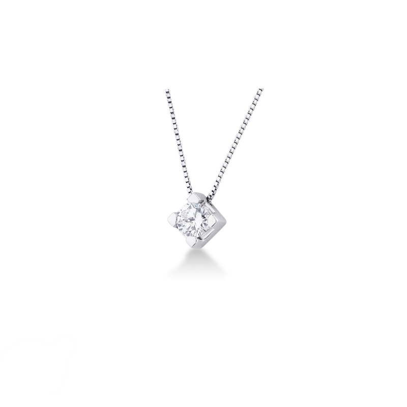 Weißgold Kette mit Diamant Anhänger 0,70 ct Rhombus 