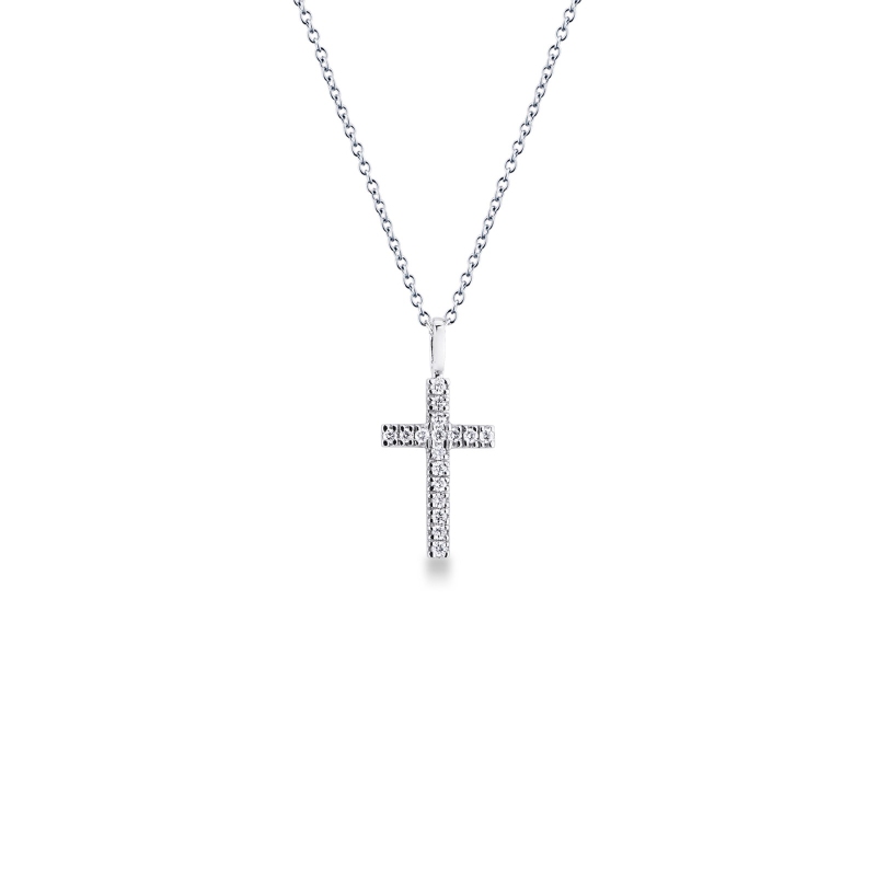 Herrenkette mit Diamant Kreuz Weissgold, 50 cm