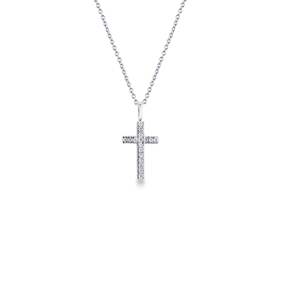 Herrenkette mit Diamant Kreuz Weissgold, 50 cm