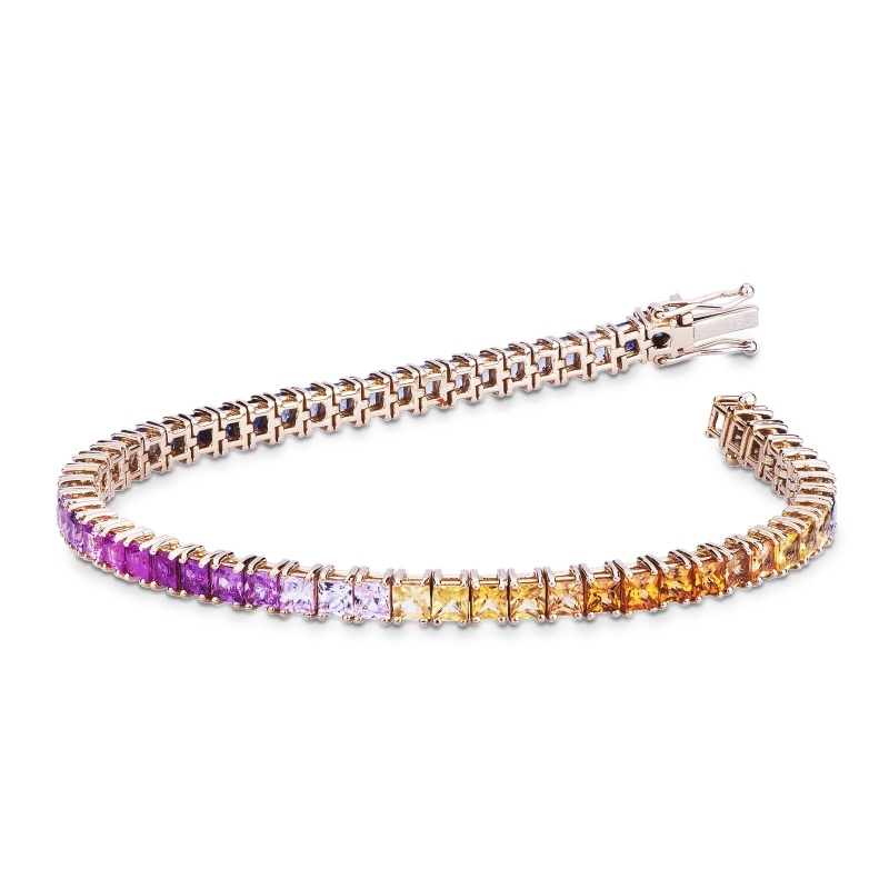 Tennisarmband Gold 18 K – Bunte Saphire Rainbow