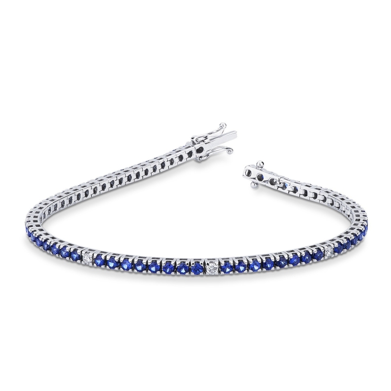 Tennisarmband Saphir blau Diamanten Weissgold