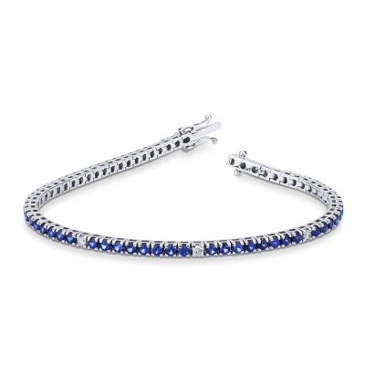 Tennisarmband Saphir blau Diamanten Weissgold