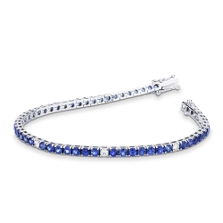 Tennisarmband Weißgold mit blauen Saphiren und Diamanten 