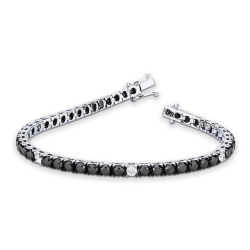 Herren Damen Tennis Armband mit Diamanten schwarz und weiß