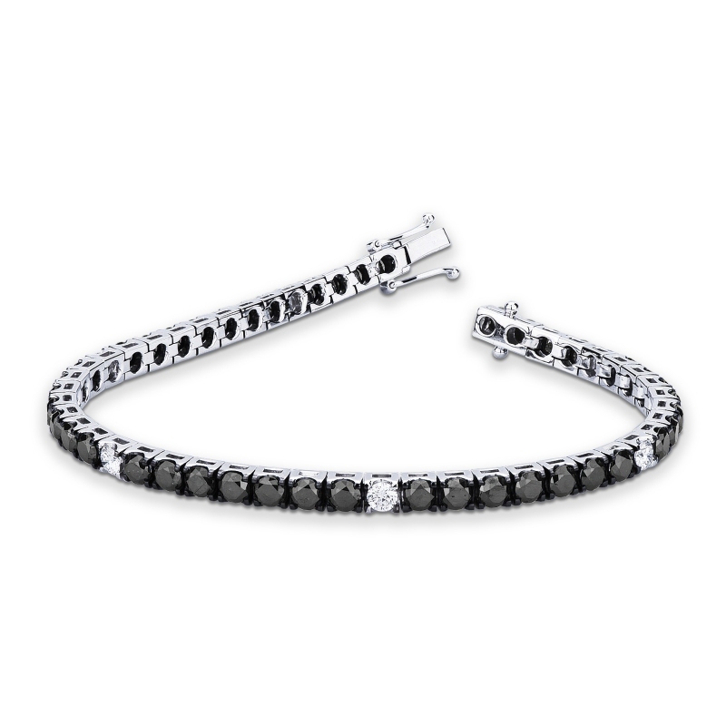 Herren Damen Tennis Armband mit Diamanten schwarz und weiß