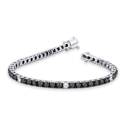 Herren Damen Tennis Armband mit Diamanten schwarz und weiß