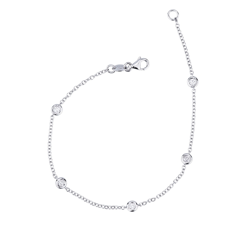 Weißgold Armband mit 5 Diamanten 