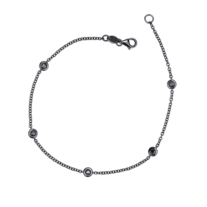 Weißgold Armband Herren mit schwarzen Diamanten