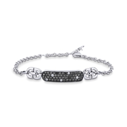 Herren Armband mit Diamanten schwarz weiß Weissgold