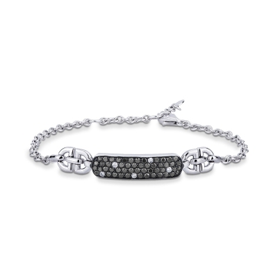 Herren Armband mit Diamanten schwarz weiß Weissgold