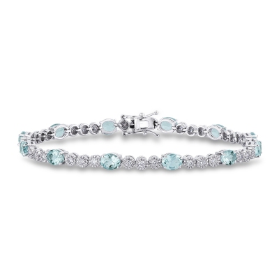 Diamanten und Aquamarin Armband Weissgold