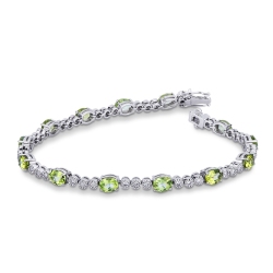 Peridot Armband mit Diamanten Weißgold 750