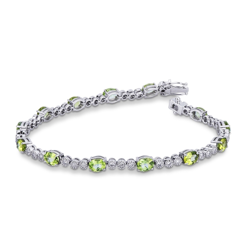 Peridot Armband mit Diamanten Weißgold 750