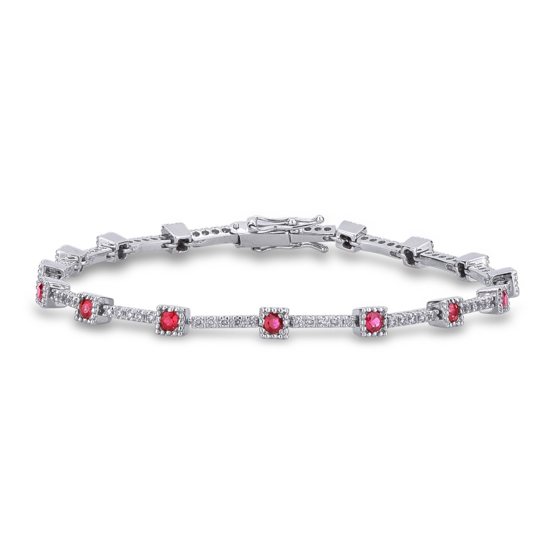 Rubin Armband Weißgold Damen