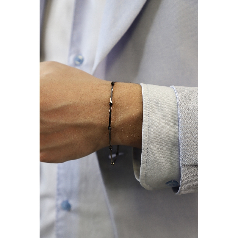 Schwarzgold Armband Herren mit schwarzen Diamanten