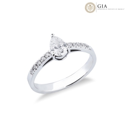 Ring mit Diamant Tropfenschliff 0.70 kt GIA Weißgold 18K