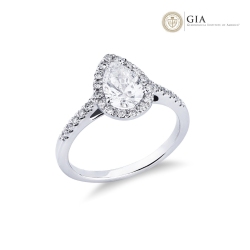 Ring mit Diamant Tropfenschliff 1.00kt GIA aus Weißgold 18K