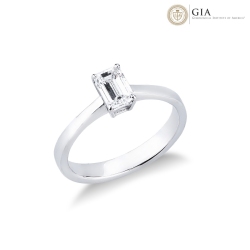 Verlobungsring mit Diamant Smaragdschliff 0.70 kt GIA aus Weißgold 18K